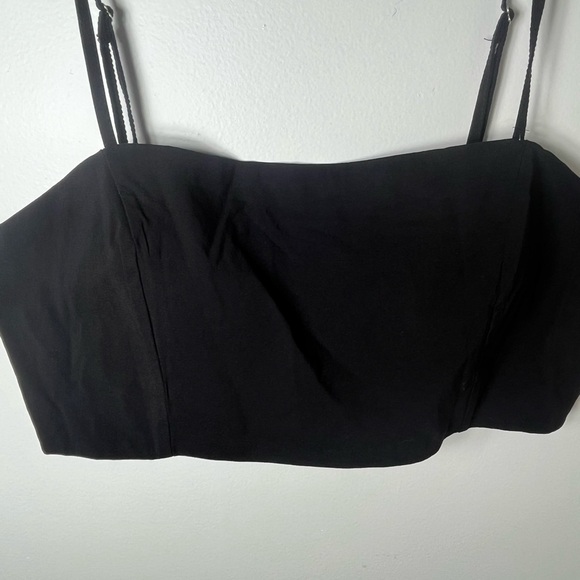 Lulus Black Bustier Crop Top Spaghetti Strap Front Zip Corset Style - Picture 3 of 7